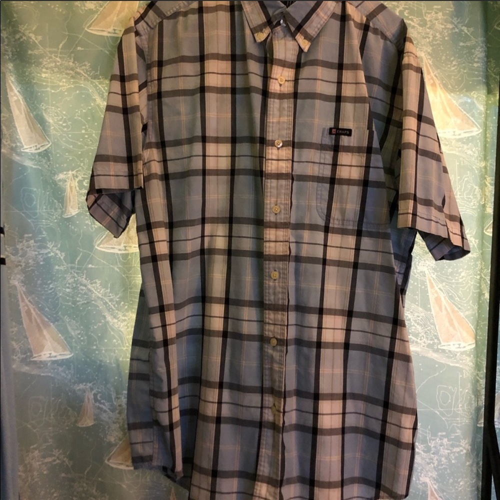 Chaps plaid short sleeved button down size large